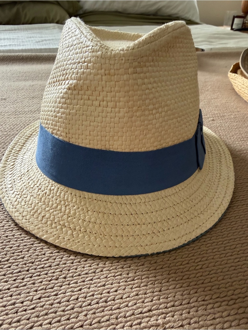 Boys, Straw Fedora Hat with Blue Band